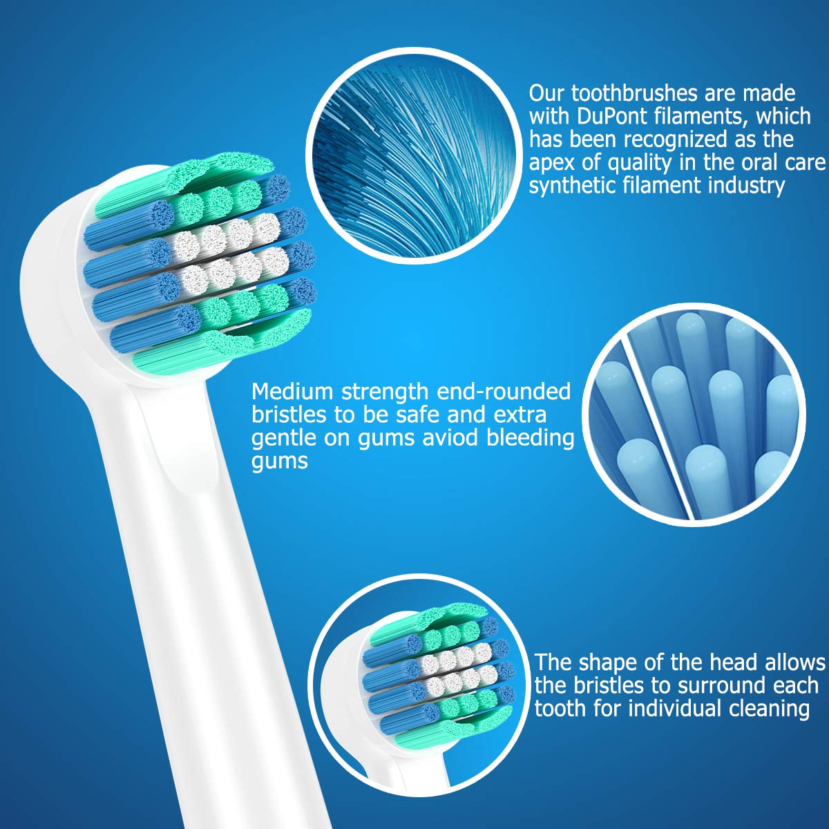 Khbd Replacement Toothbrush Heads Compatible With Oral B Braun- 16 Pack Professional Electric Precision & Sensitive Brush Heads