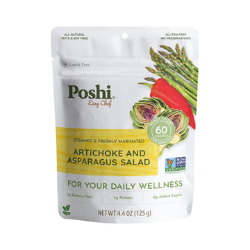 Poshi Artichoke & Asparagus Salad | All Natural, Keto, Vegan, Paleo, Non Gmo, Low Carb + Calorie, Gluten Free, Rady To Eat, Full