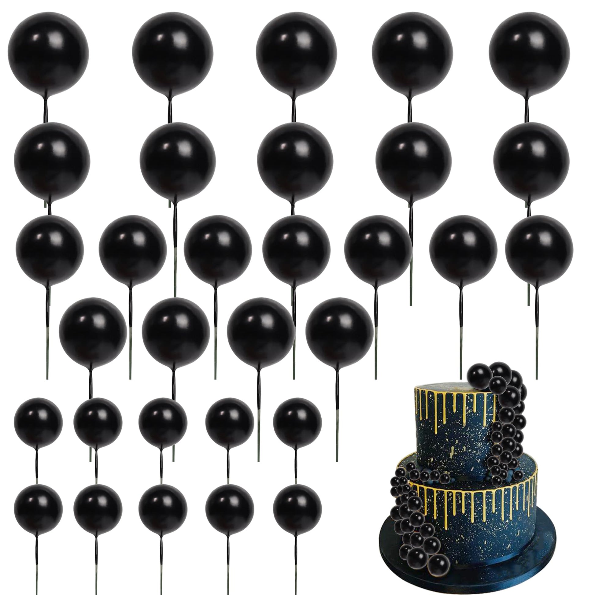 24 Pcs Balls Cake Toppers Ball Cake Picks Foam Ball Shaped Cupcake Toppers Mini Balloons Baby Shower Cake Decorations For Weddin