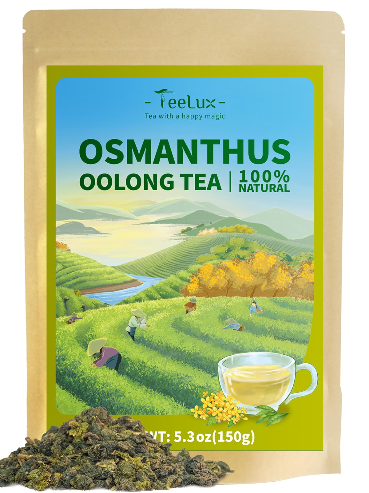 TeeLux Osmanthus Oolong Tea - Loose Leaf, Flavorful & Aromatic, 5.3 oz