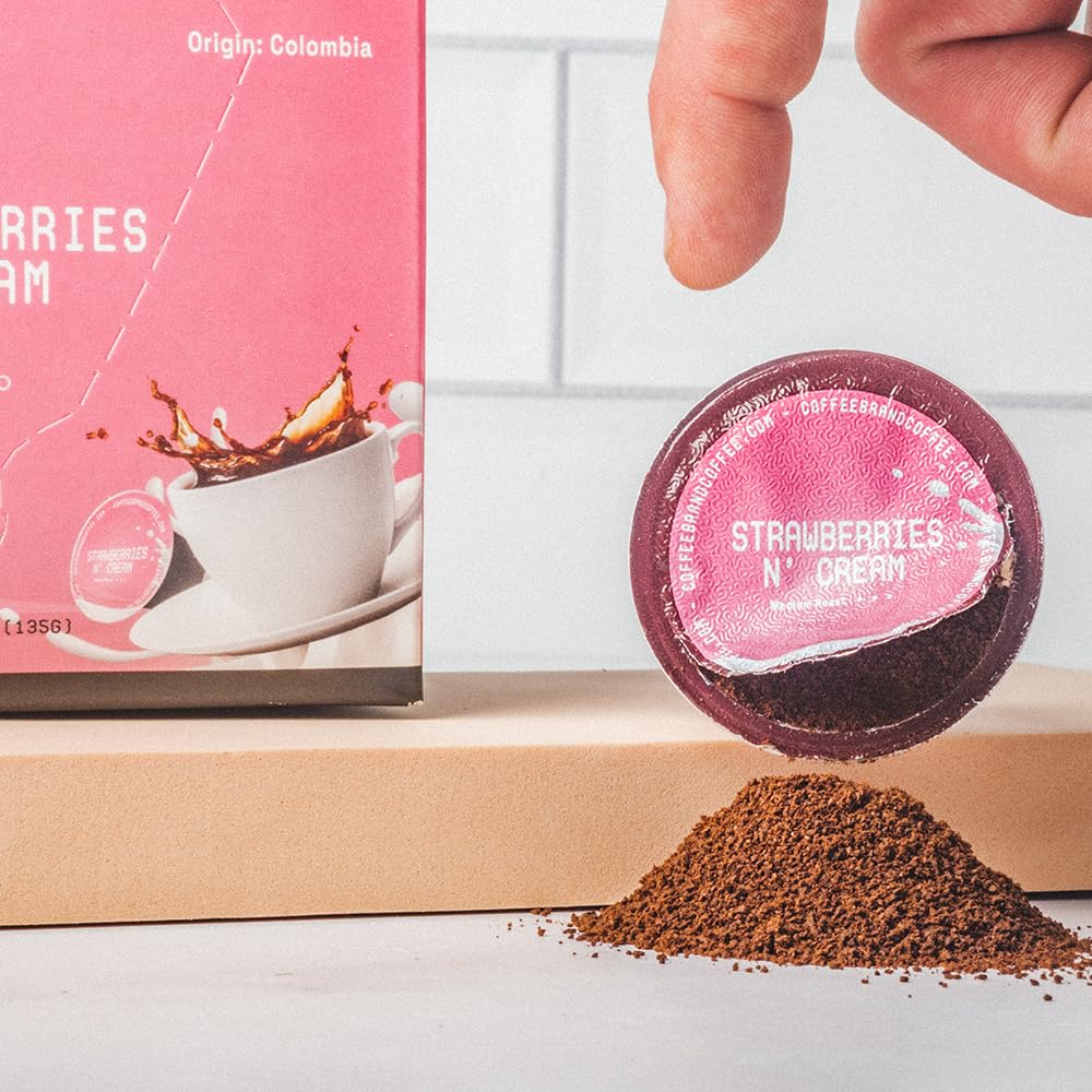 Premium Blend Coffee Brand Kcups With Strawberry Cream Flavored Coffee | Sweet, Smooth, And Velvety Texture For A Deliciously Un