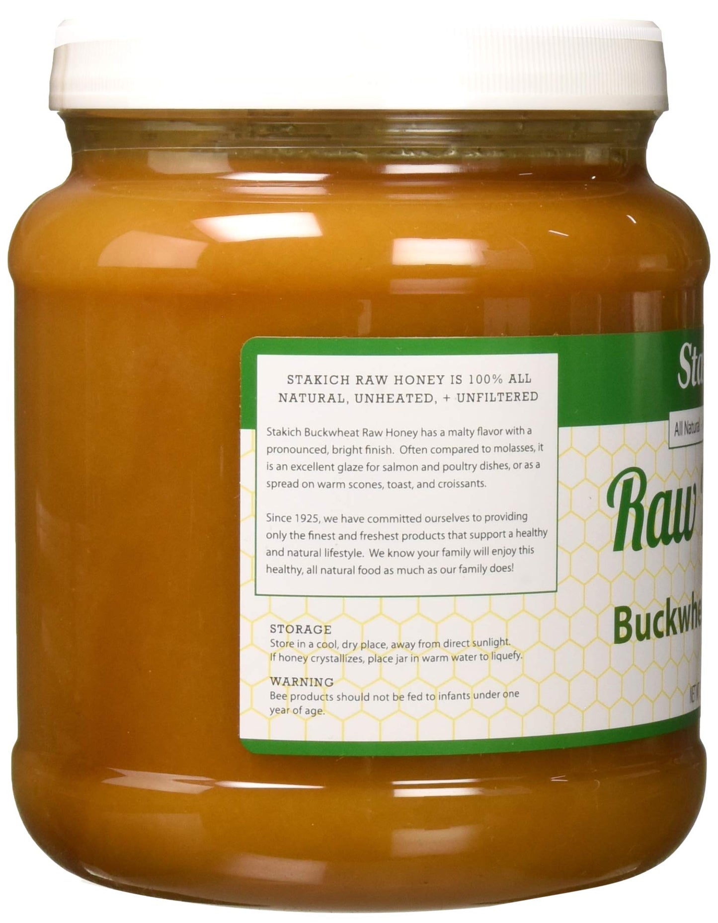 Stakich Buckwheat Antioxidant Raw Honey - Pure, Unprocessed, Unheated, Kosher (5 Pound)