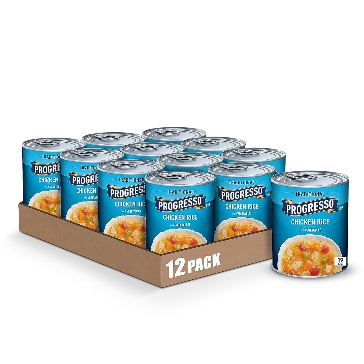 Progresso Traditional Chicken Rice with Vegetables Canned Soup, 19 oz, Pack of 12