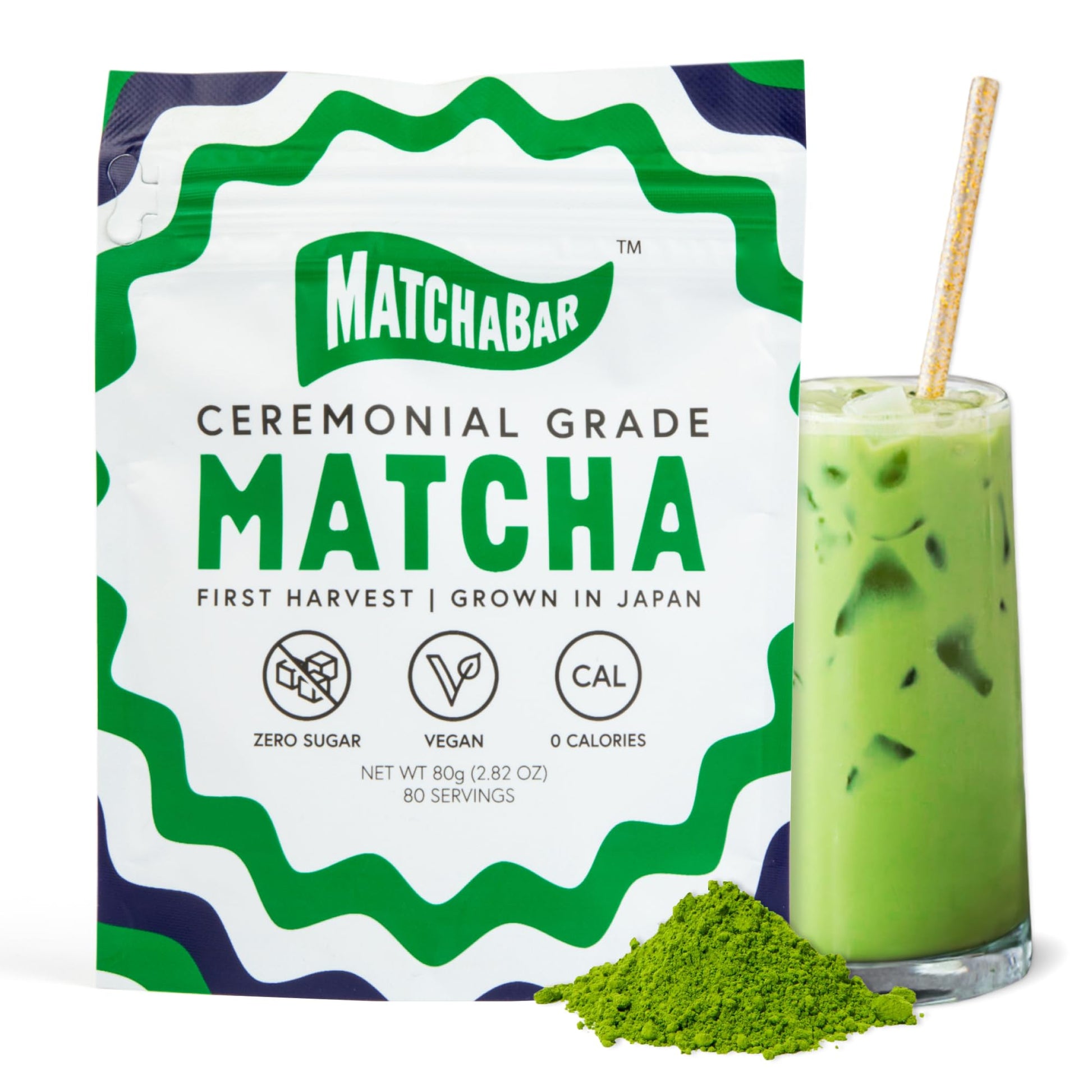 MATCHABAR Matcha Powder - Ceremonial Grade Japanese Green Tea - 80g - Vegan, Zero Sugar, 0 Calories
