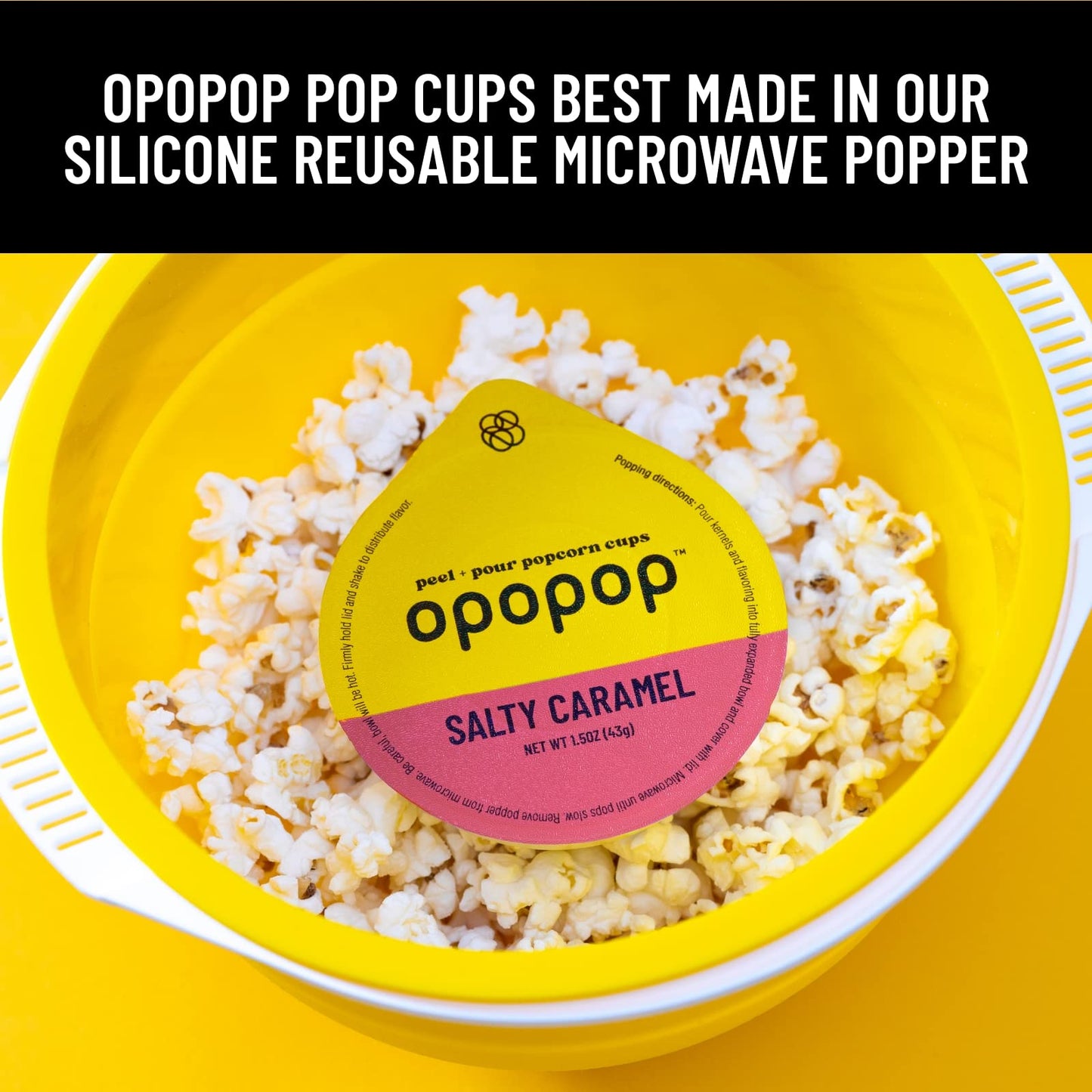 OPOPOP Microwave Popcorn Cups, Salty Caramel, Non-GMO, Gluten Free, 6-Pack, 1.5 Ounce