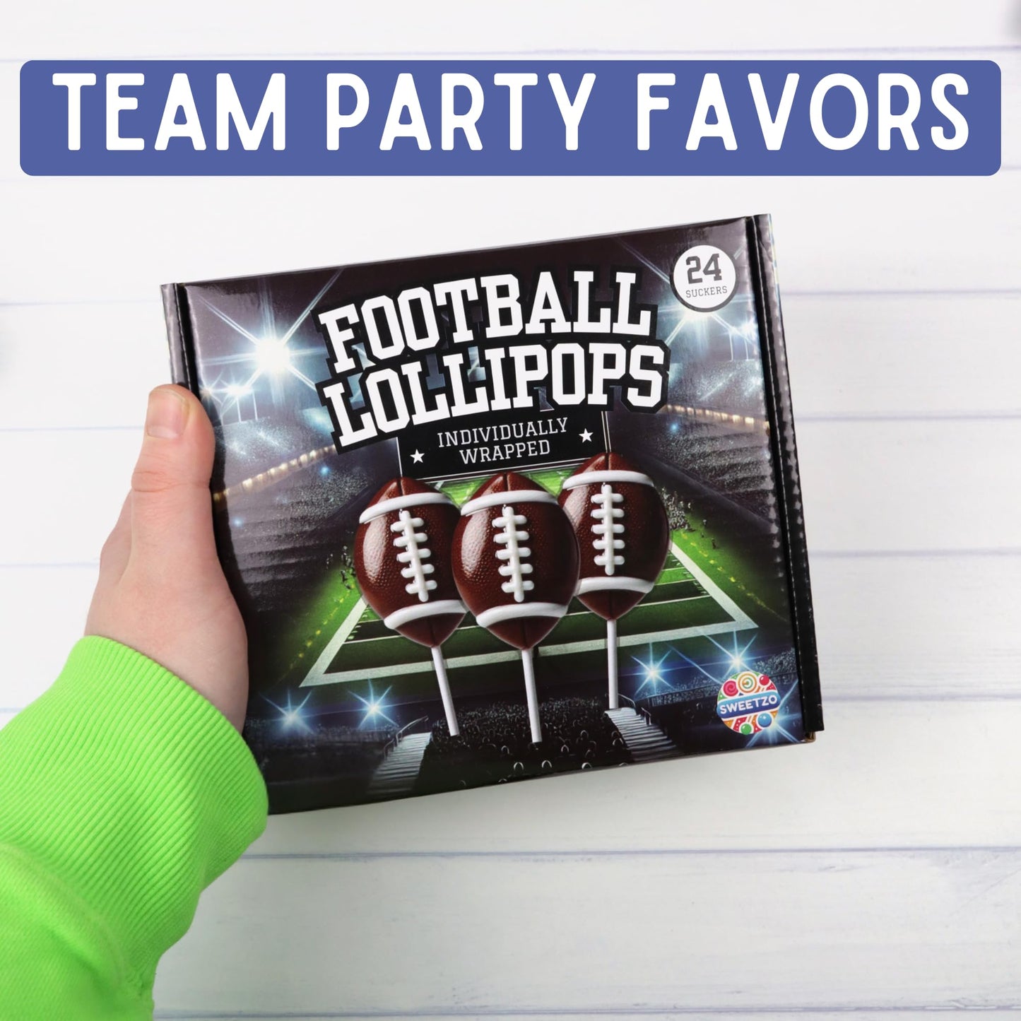 Football Lollipops  Individually Wrapped Sports Suckers  Fruit Flavored  Team Party Favors  24 Count Box  10.16 Ounces