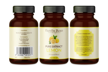 Pure Lemon Extract For Baking And Flavoring - 4 Oz - Premium Quality Natural Flavors For Baked Goods, Desserts, & Cooking