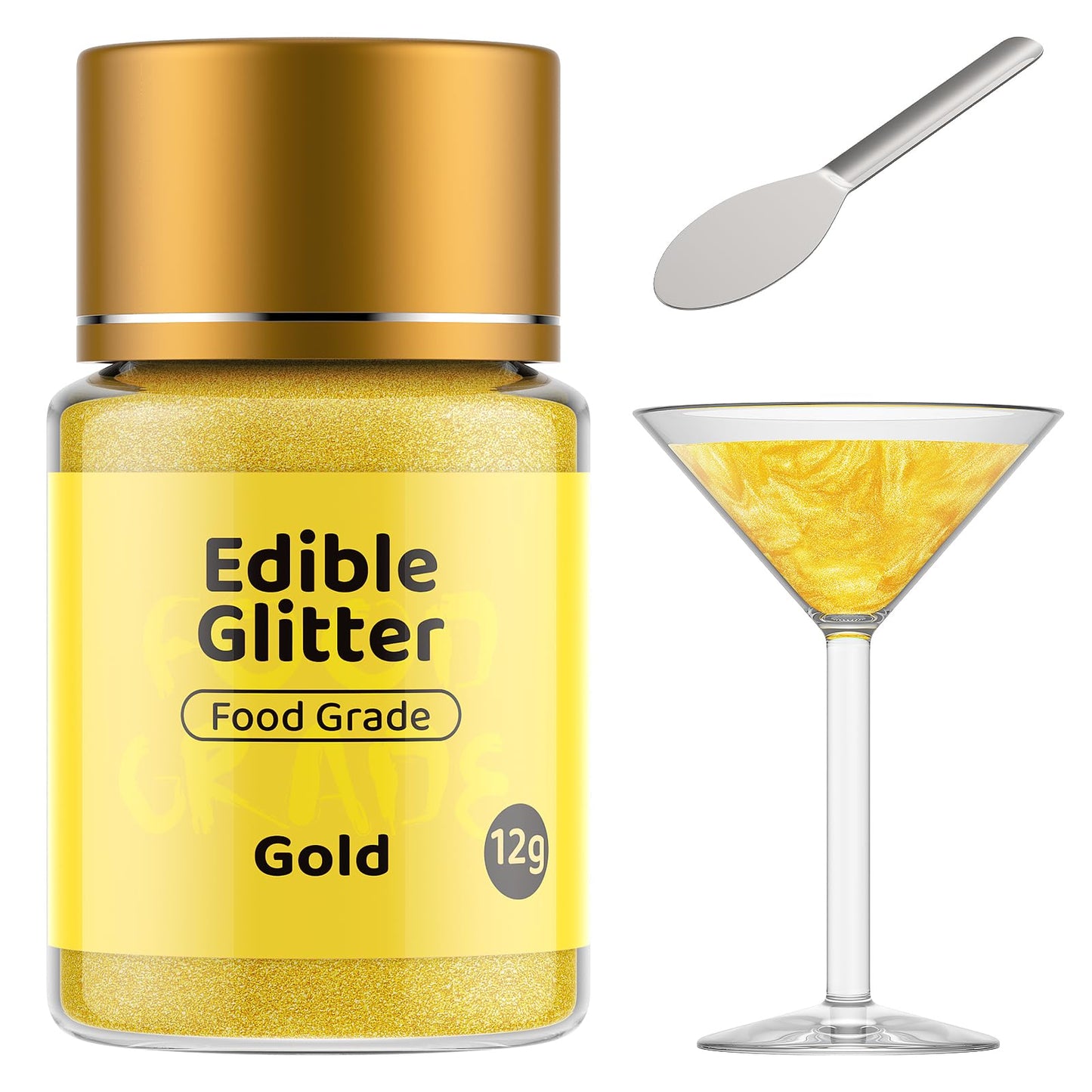 Jelife Gold Edible Glitter for Drinks & Cake Decorating - 12g Super Gold Brew Dust