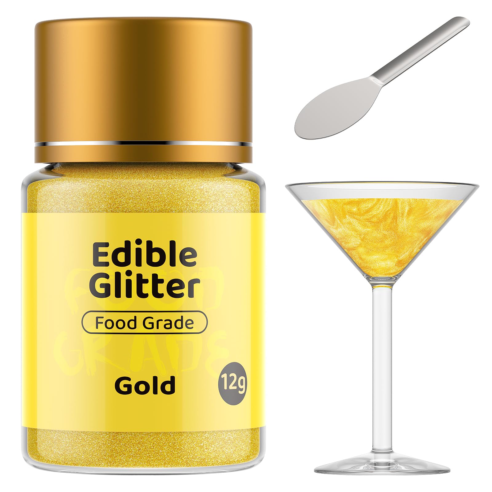 Jelife Gold Edible Glitter for Drinks & Cake Decorating - 12g Super Gold Brew Dust