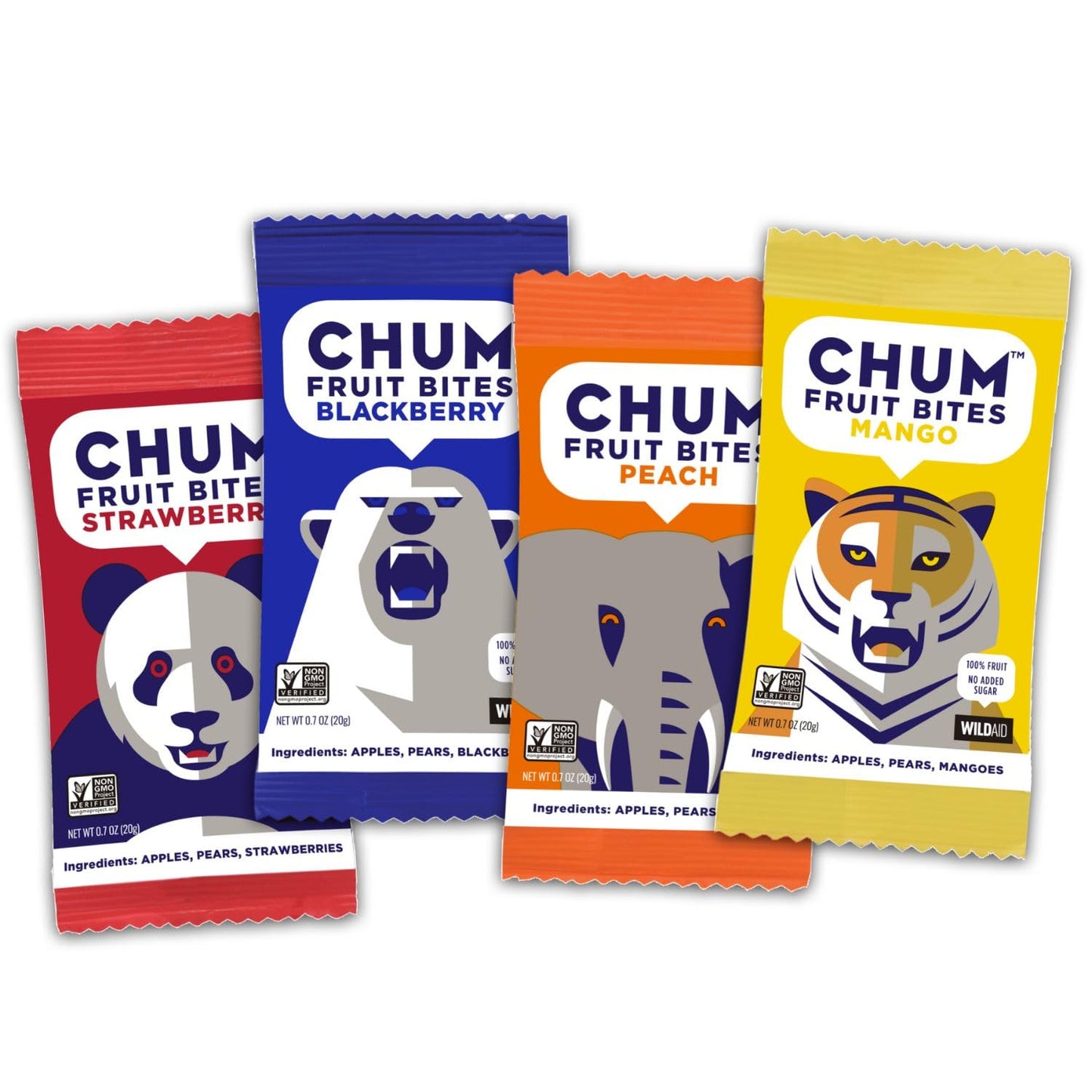 CHUM Fruit Bites 100% Real Fruit Snacks, Variety Pack of 40, Non-GMO, No Added Sugar, Nut-Free, Gluten-Free, Vegan, Paleo