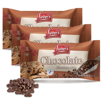 Lieber's Chocolate Flavored Chips - 9 oz Bag - Gluten-Free, Vegan, Dairy-Free Chocolate Chips - Perfect for Baking, Snacking, an