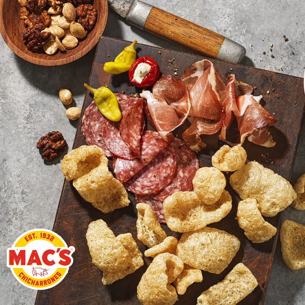 Mac'S Pork Rinds, Fried Pork Skins, Chicharrones, Bbq - Barbecue (3 Ounce Bags (Pack Of 12))