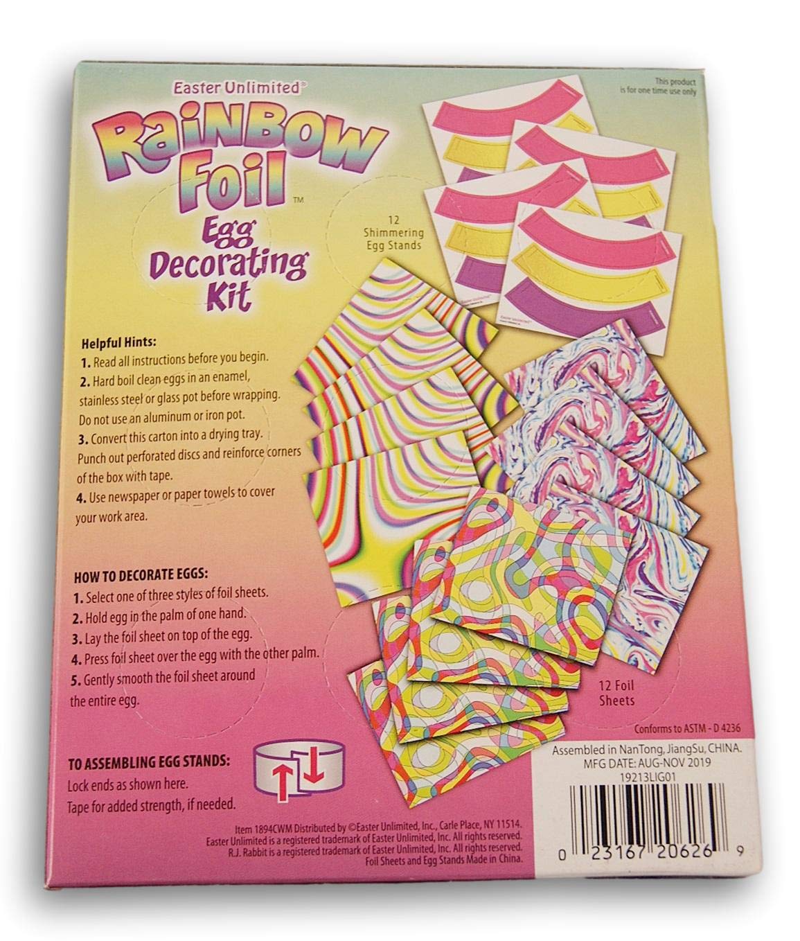 Easter Unlimited Rj Rabbit Rainbow Foil Decorating Kit - Wrap 12 Colorful Shiny Eggs In Seconds!