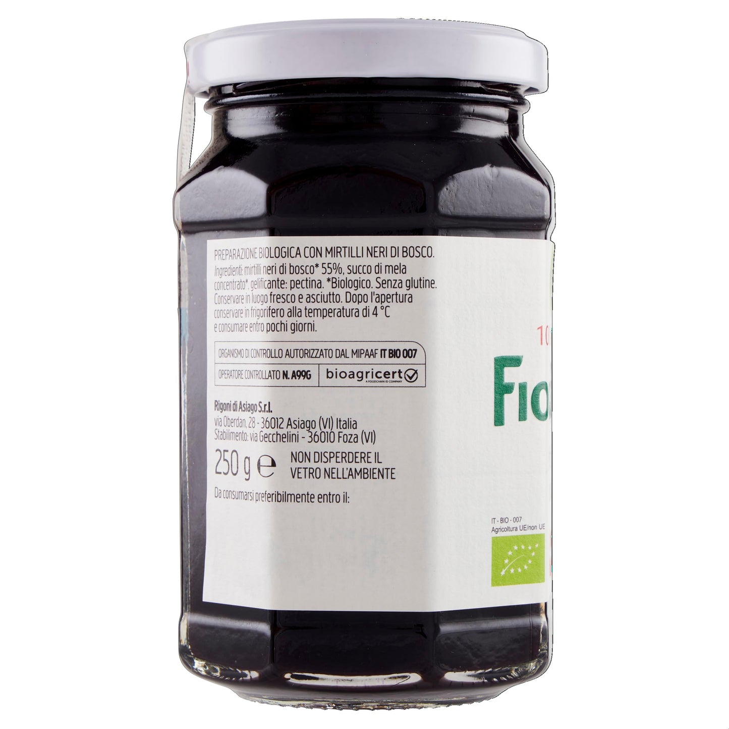 Rigoni Di Asiago Fiordifrutta Organic Fruit Spread, Wild Blueberry, 6 Count