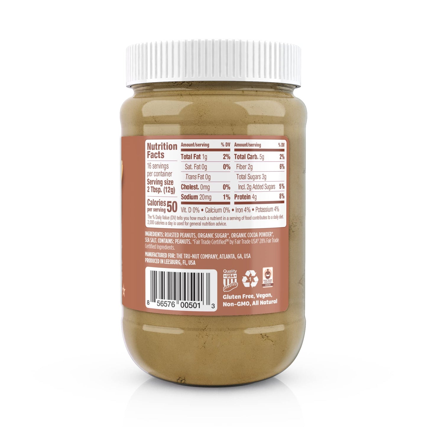 Tru-Nut - Chocolate Peanut Butter Powder - Healthy Peanut Butter, Vegan, 4G Of Protein, 50 Calories - Peanut Butter Chocolate Flavored - 6.7Oz