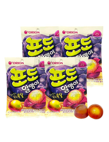 Fruit Peelable Candy - Grape Flavor 67g X 4pack (268g/9.46oz) Jelly Filled Gummies, Gluten Free Individually Wrapped Korean Snac