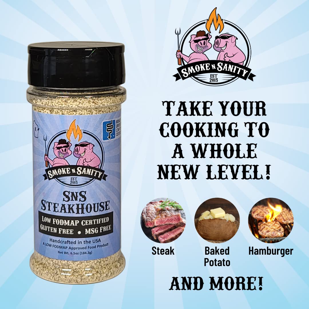 Smoke n Sanity SnS SteakHouse | Sensitive Stomach Approved | Full Flavor | Monash Certified Low FODMAP | Gluten Free | Certified