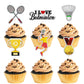 Mefeng-Badminton Theme Cupcake Toppers-Trophy-Racket-Medals-Badminton-I Love Badminton Sign-Funny Kit Ball Games Cupcake Toppers