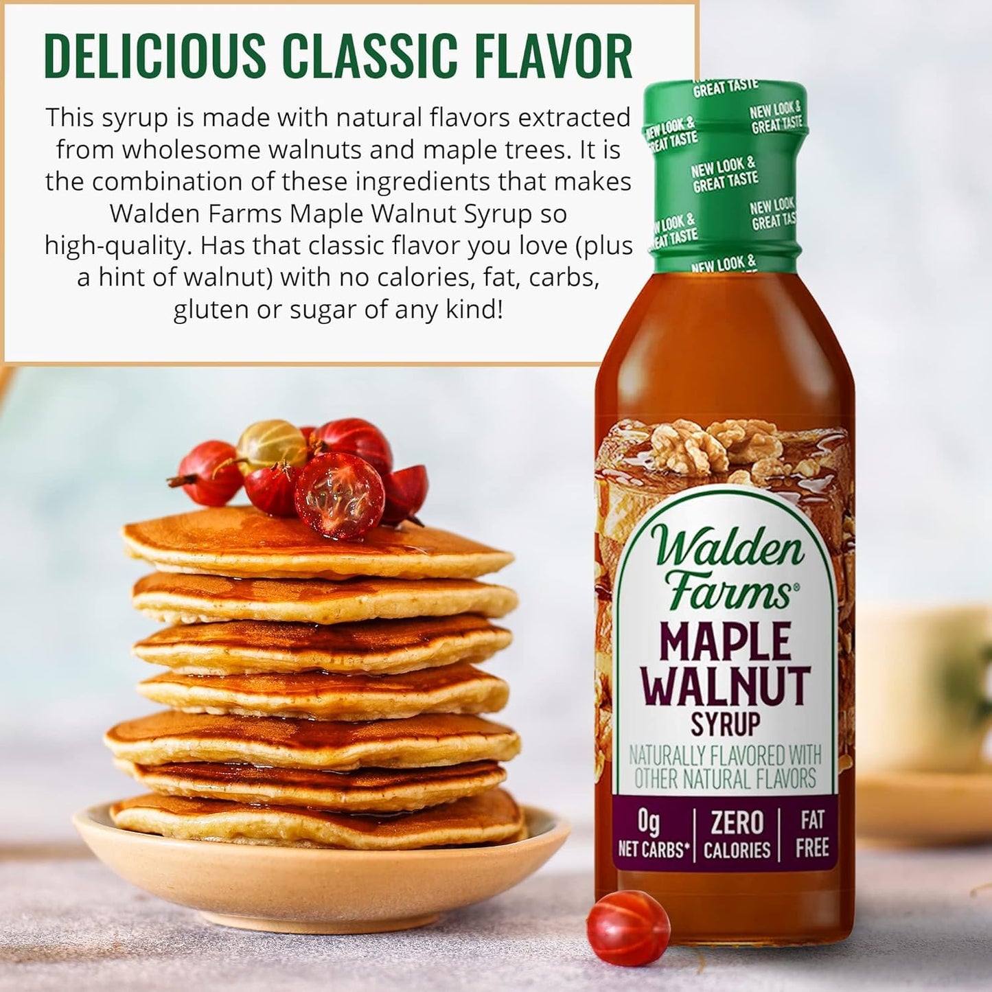 Walden Farms Maple Walnut Syrup - Sugar-Free, Calorie-Free, Keto-Friendly - 12 Fl Oz (Pack of 6)