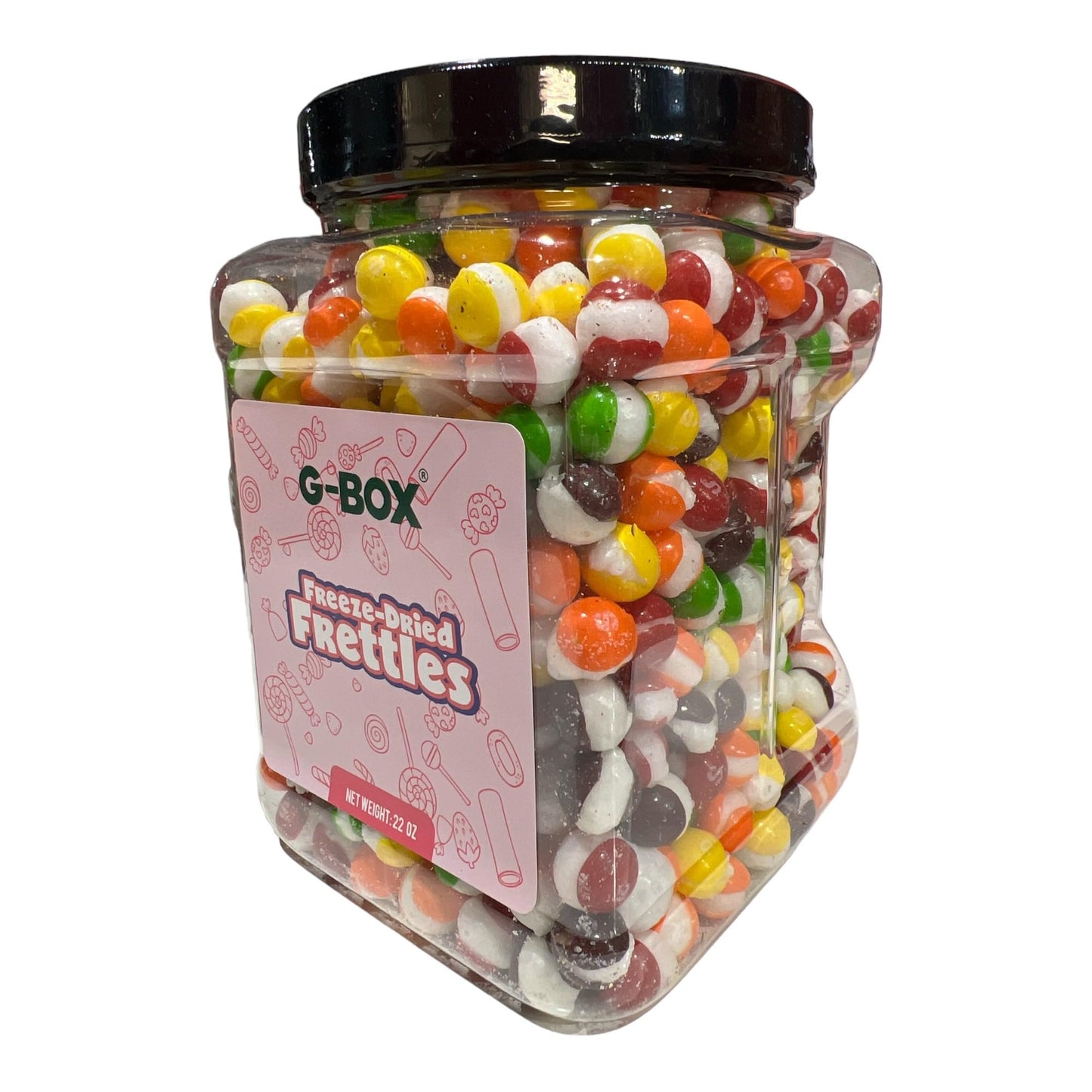 G-Box 22 Oz Freeze Dried Candy Frettles, Delightful Crunchy Fruity Flavorful Burst, Tiktok Trend Items, Air-Tight Sealed In A Gr