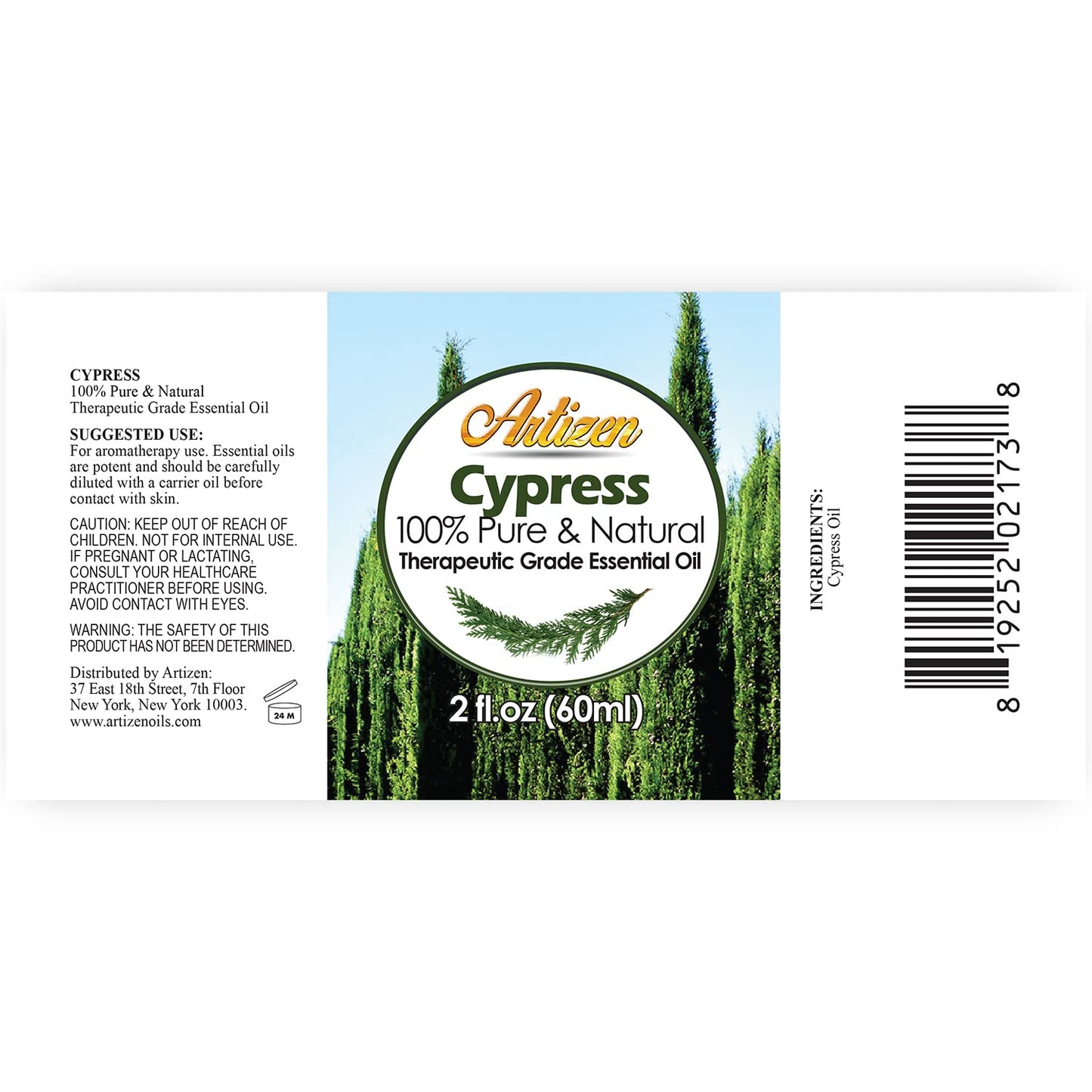 Artizen 2Oz Oils - Cypress Essential Oil - 2 Fluid Ounces