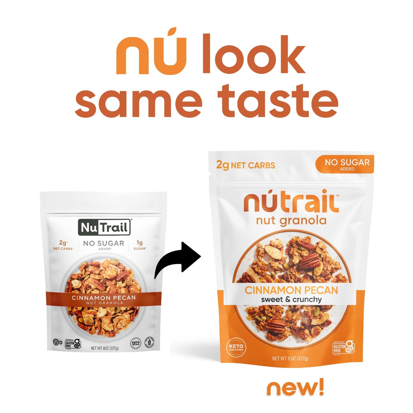 NuTrail Nut Granola Cereal, Cinnamon Pecan, No Sugar Added, Gluten Free, Grain Free, Keto, Low Carb, Healthy Breakfast 8 oz. 1 C