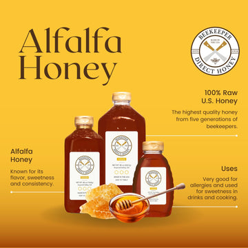 Beekeeper Direct Unfiltered Honey - Real Raw Alfalfa Honey - All Natural Non-Gmo Pure Gourmet Honey - Local California Honey (1L