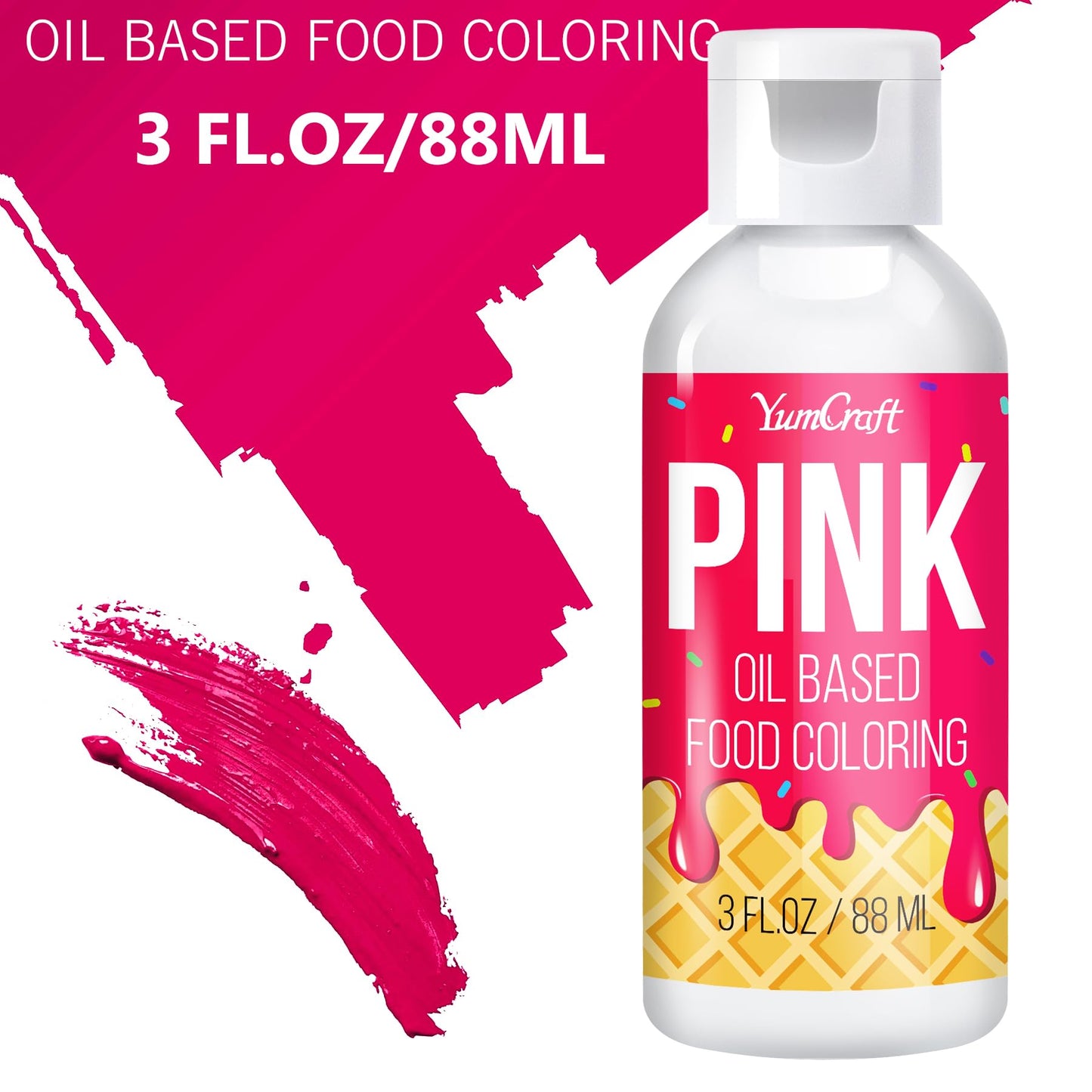 YumCraft Oil Based Food Coloring - Vibrant Pink for Chocolate, Candy Melts, Frosting - 3 Fl Oz