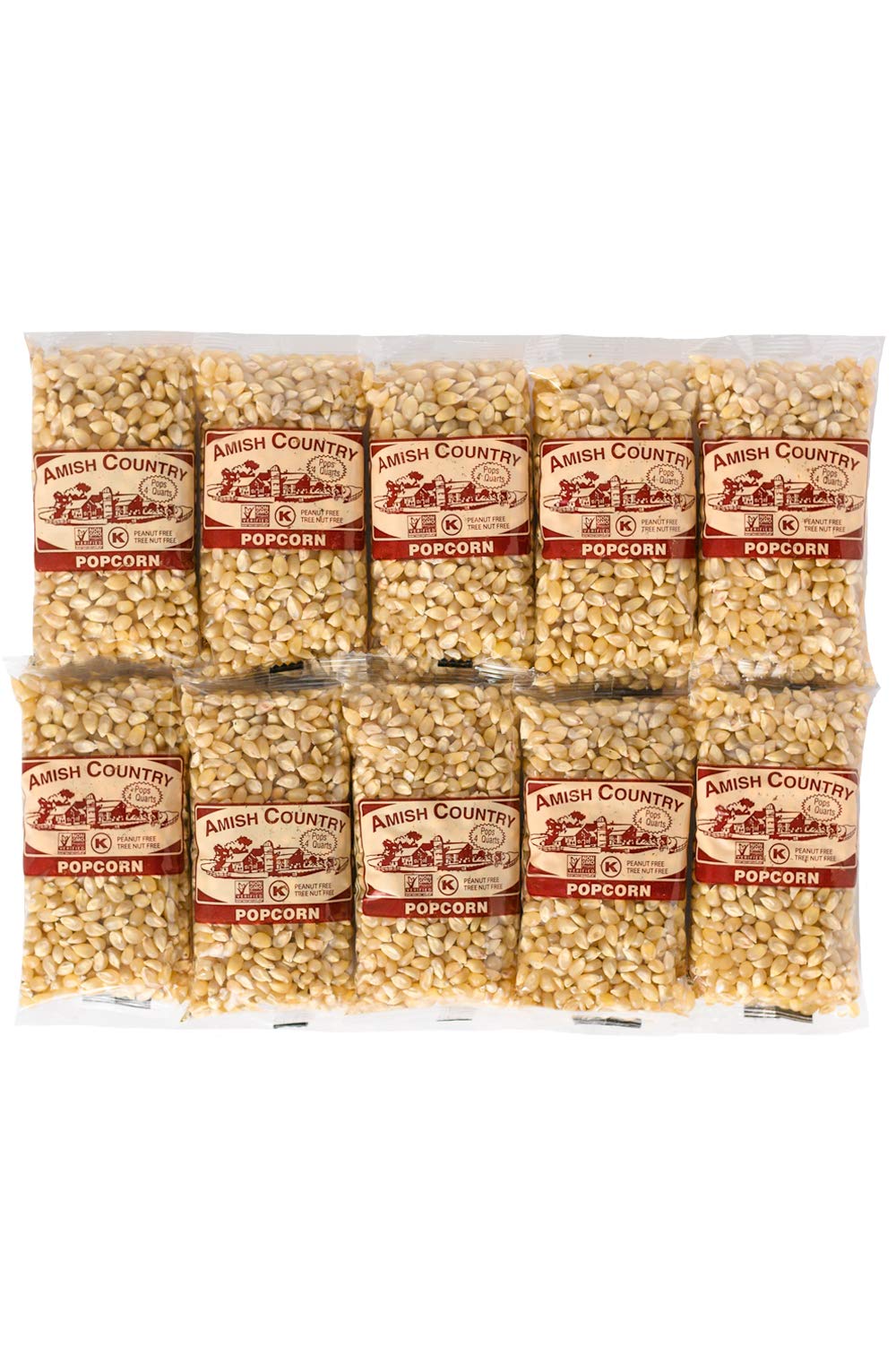 Amish Country Popcorn | 10-4 Oz Bags | Medium White Popcorn Kernels | Old Fashioned, Non-Gmo And Gluten Free