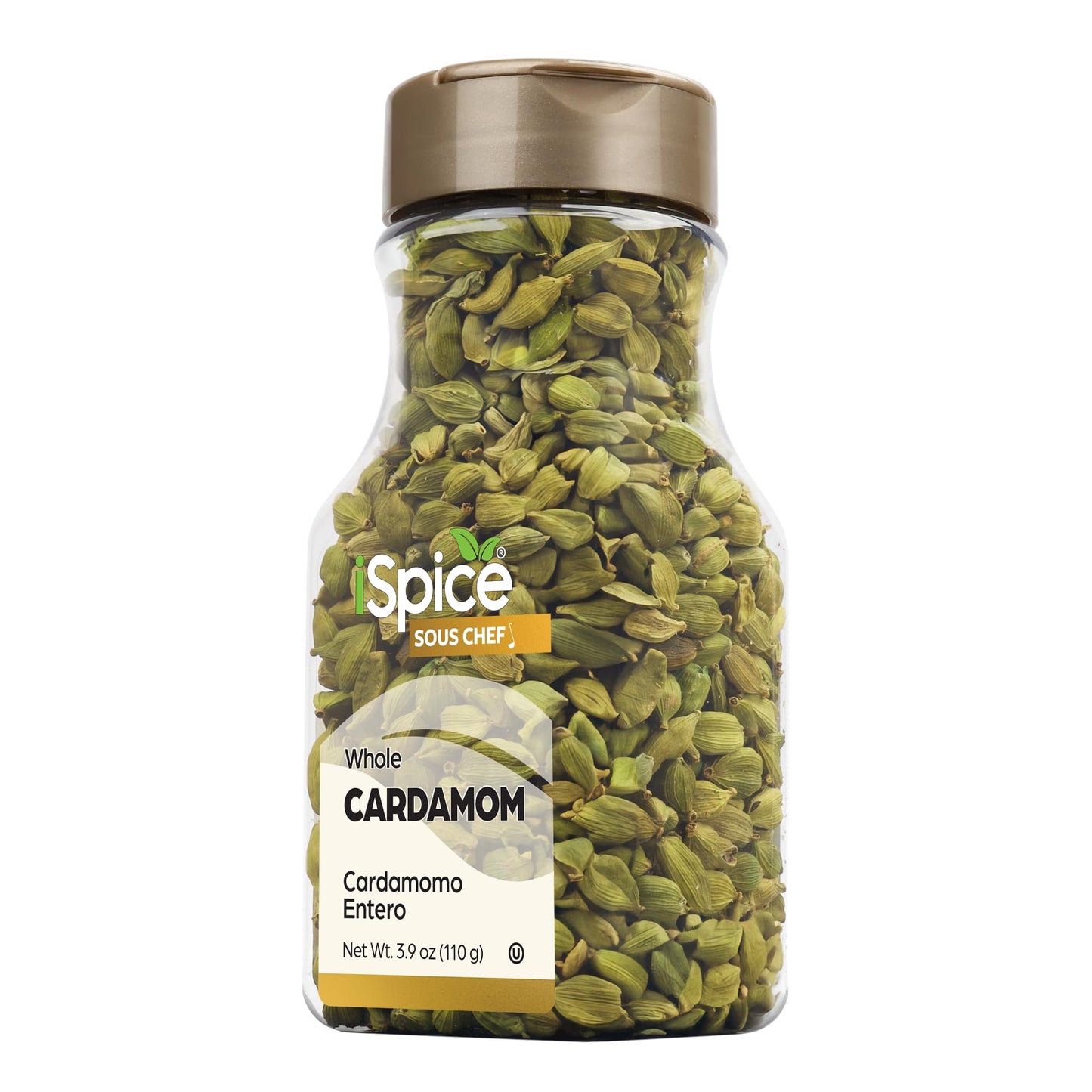 Ispice Cardamom Seeds Whole (3.9 Oz) 110G | Cardamom Pods Whole Pure And Fresh | Kosher | Aromatic Essential Kitchen Herbs