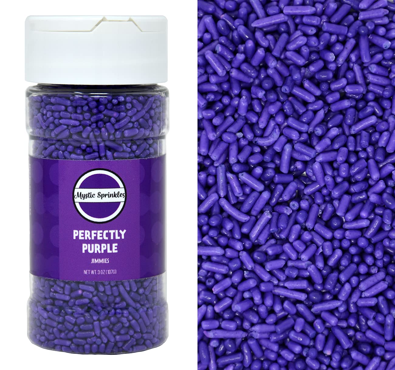 Mystic Sprinkles Solid Color Jimmy Sprinkles (Perfectly Purple Jimmies 3Oz)