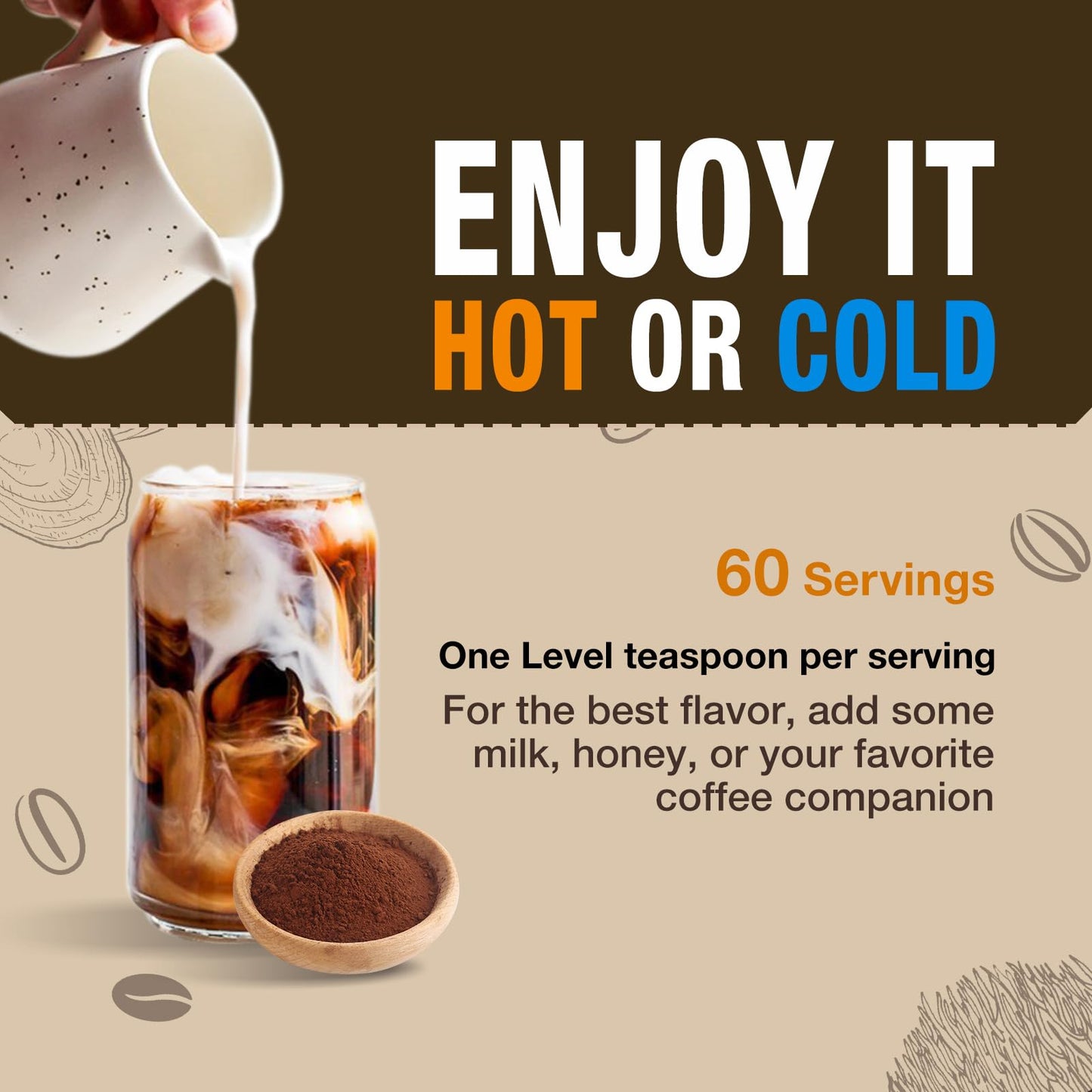 Eco-Taste Mushrooms Coffee 14 In 1-60 Servings, Arabica Coffee With Lion'S Mane, Reishi, Maitake, Turkey Tail, Chaga Fruiting Bo