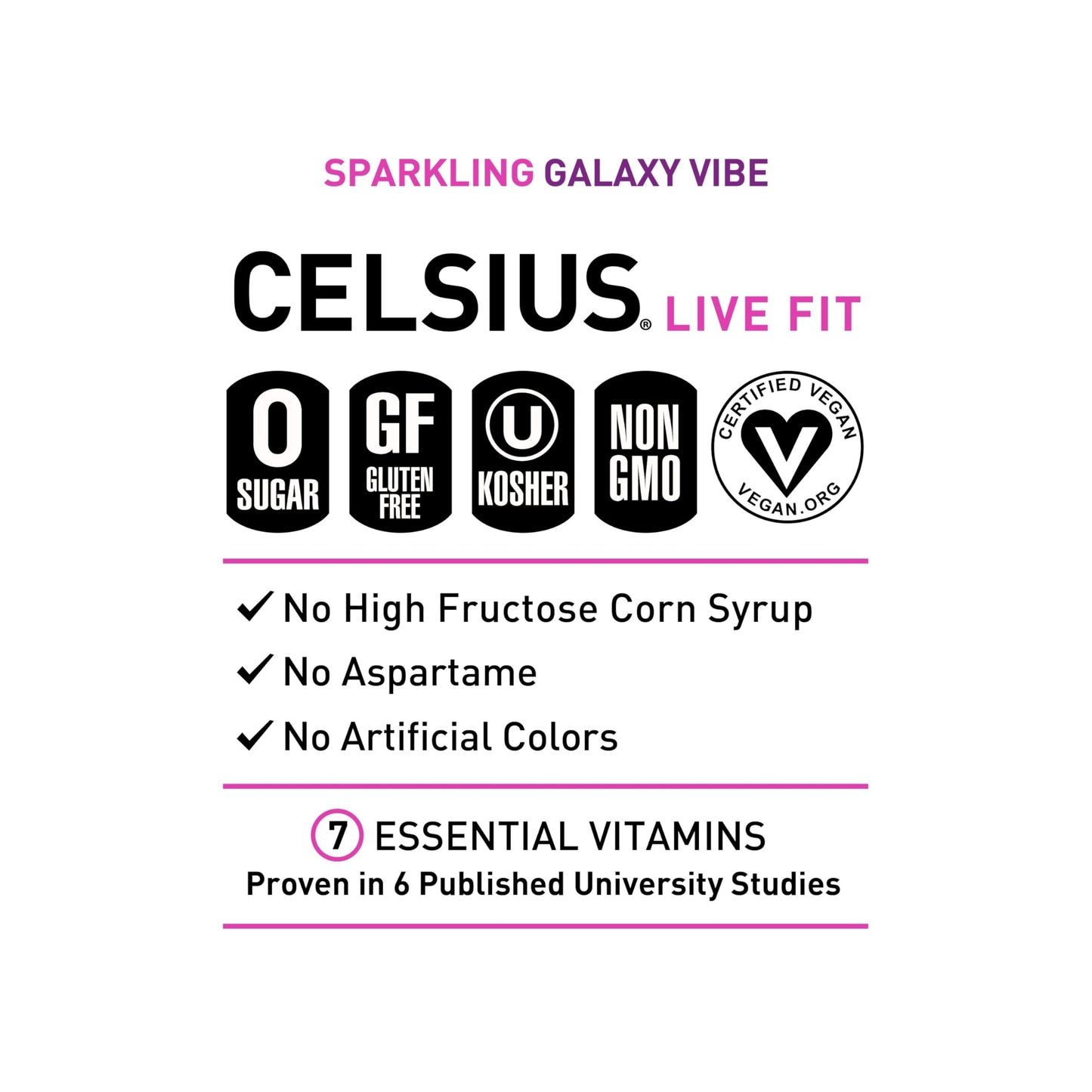 CELSIUS Sparkling Galaxy Vibe Energy Drink, 12 Fl Oz, Pack of 12