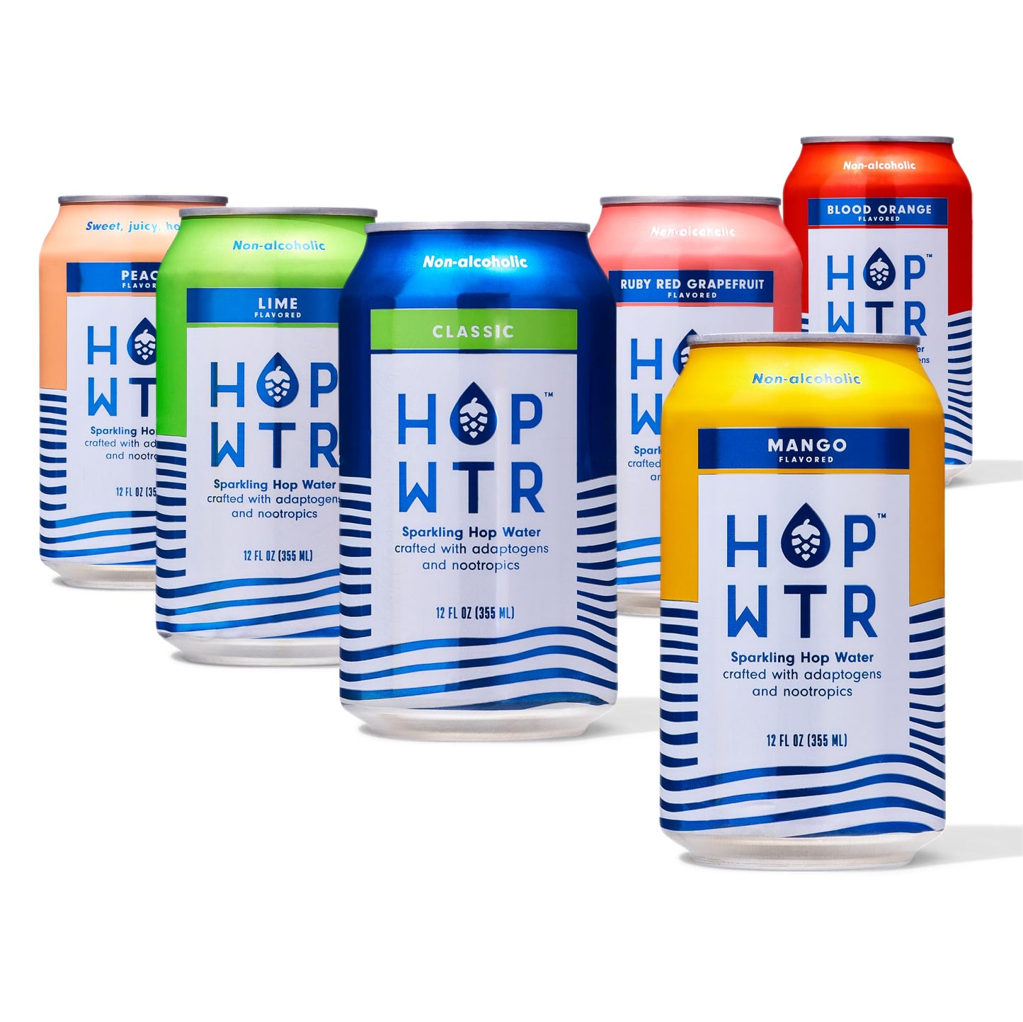 Hop Wtr - Sparkling Hop Water - Variety Party Pack (12 Pack) - Na Malt Drink  No Calories Or Sugar  Low Carb  With Adaptogens And Nootropics For Added Benefits (12 Oz Cans)
