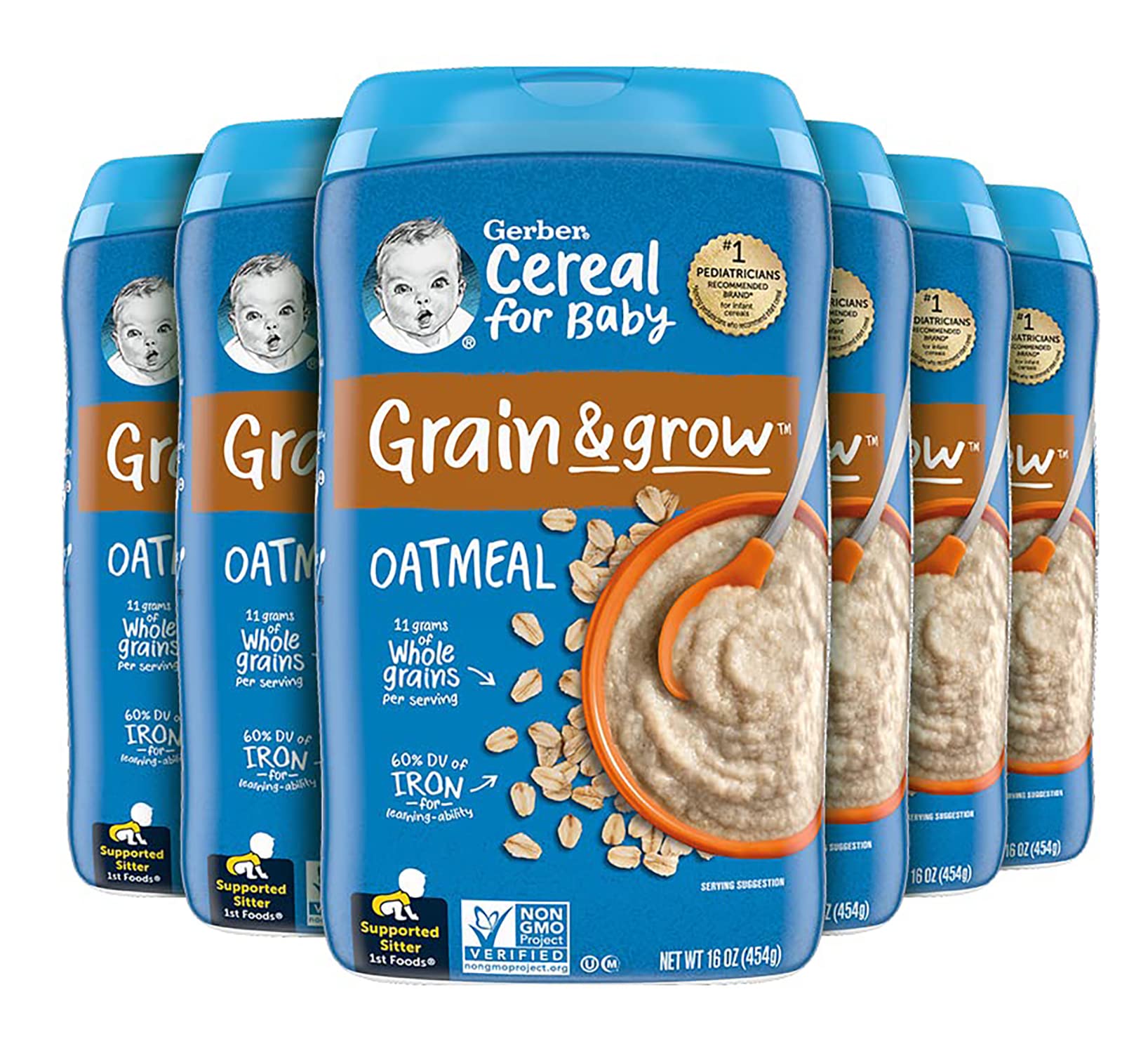 Gerber Cereal For Baby 1St Foods Grain & Grow Oatmeal Cereal, Made With Whole Grains & Essential Nutrients, Non-Gmo, For Support