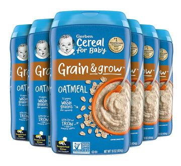 Gerber Cereal For Baby 1St Foods Grain & Grow Oatmeal Cereal, Made With Whole Grains & Essential Nutrients, Non-Gmo, For Support