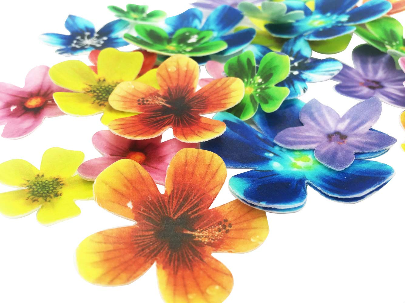Set Of 30 Edible Cupcake Toppers Christmas Cake Topper Wedding Cake Birthday Party Food Decoration Mixed Size & Colour (Flower)