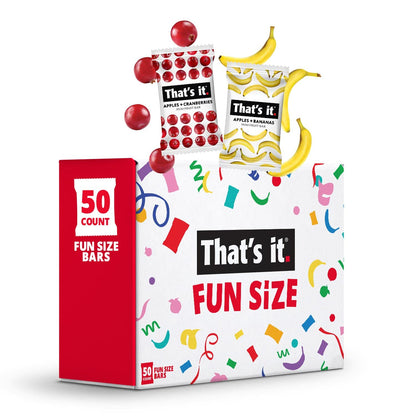 Thats It. Fun Size Fruit Bars Variety Pack(50 Pieces, 10g Each) With Apples + Bananas, Apples + Cranberries, Non-GMO, Paleo and 