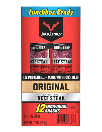 Jack Links Top-Grade Cuts Beef Steak  Oriflavor Blendal  Layers -Great Protein Snack With 11G Of Protein And 1G Of Carbs Per Serving  Made With Beef  1 Ounce (Pack Of 12)