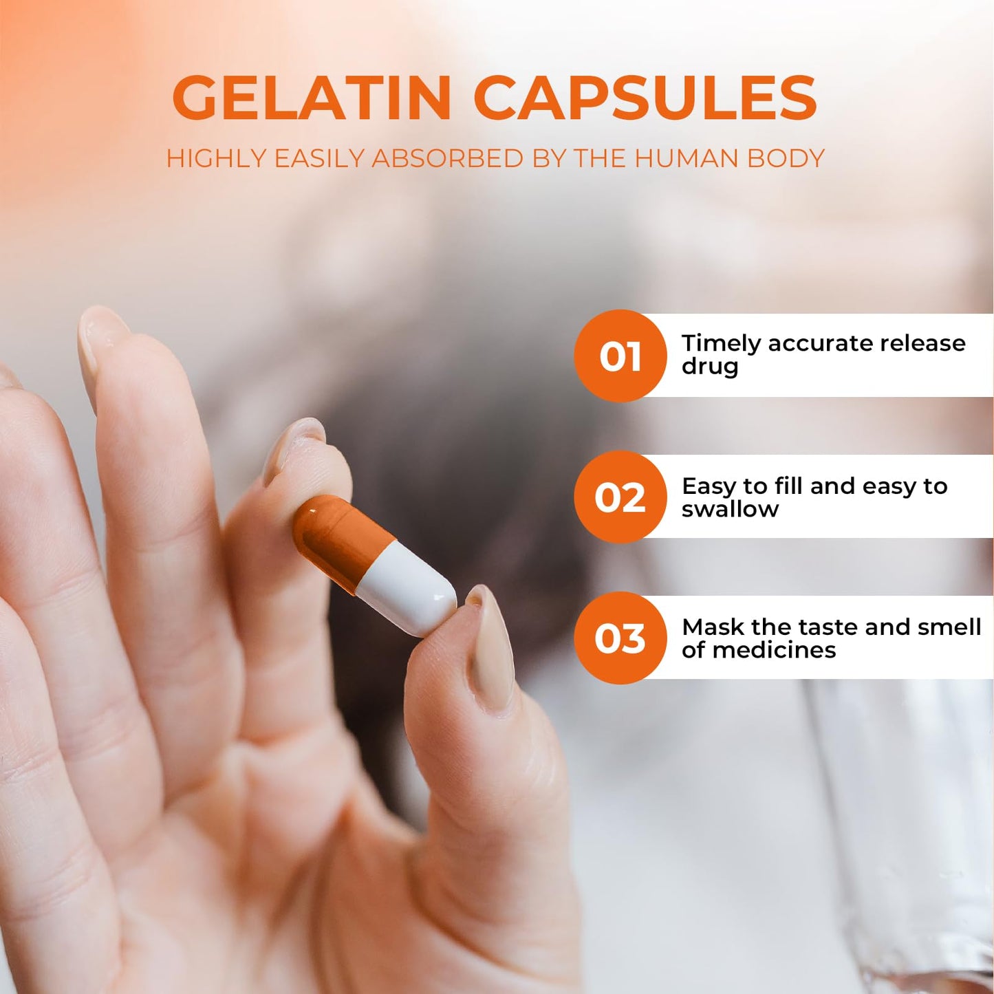 Angtai JN Empty Gelatin compact pieces Size 2, Gluten Free, Non-GMO, Halal Certified, 100 Count, Clear