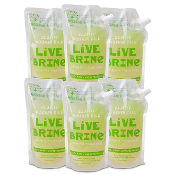 Olive My Pickle Probiotic Pickle Juice Shots - 19.5 Fl Oz (Pack of 6) - Kosher Dill Live Brine for Gut Health