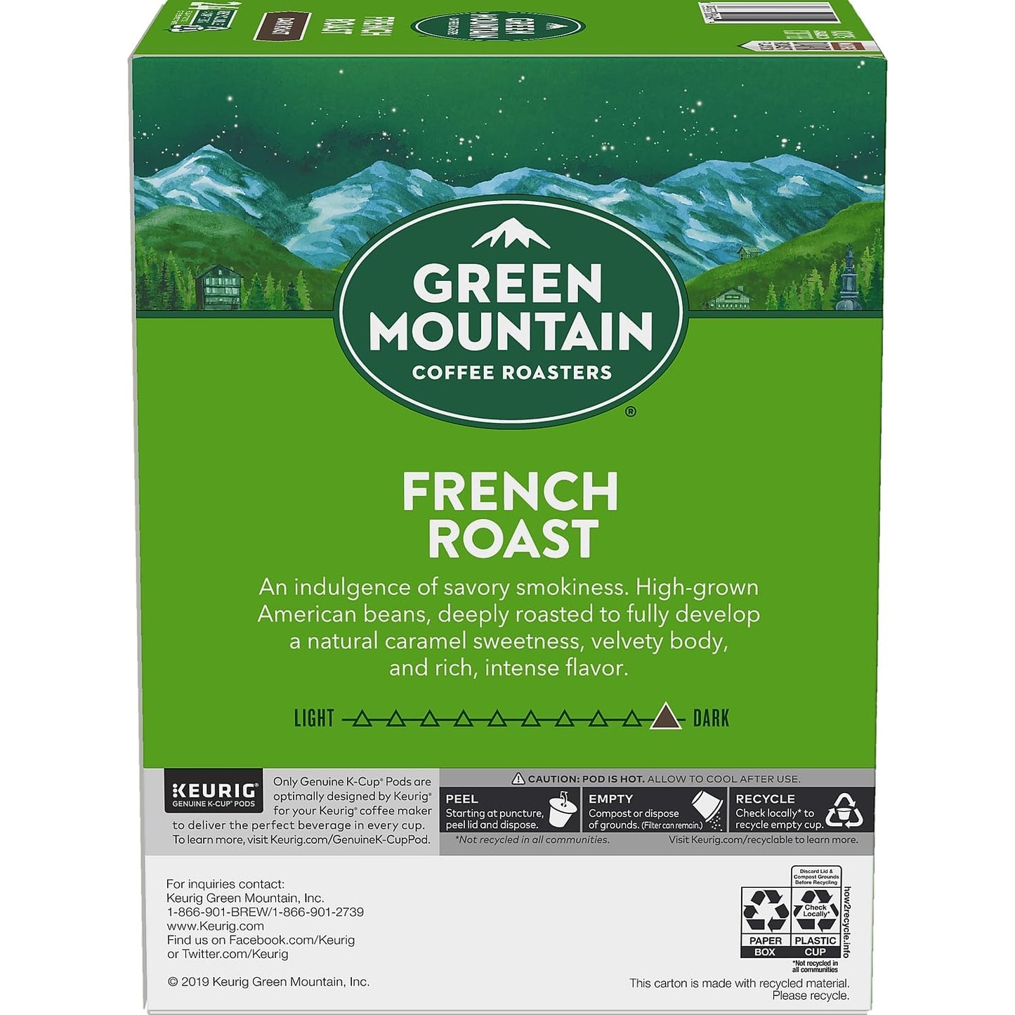 Green Mountain Coffee French Roast K-Cup Portion Pack, 24 Count, Green, Model 6694