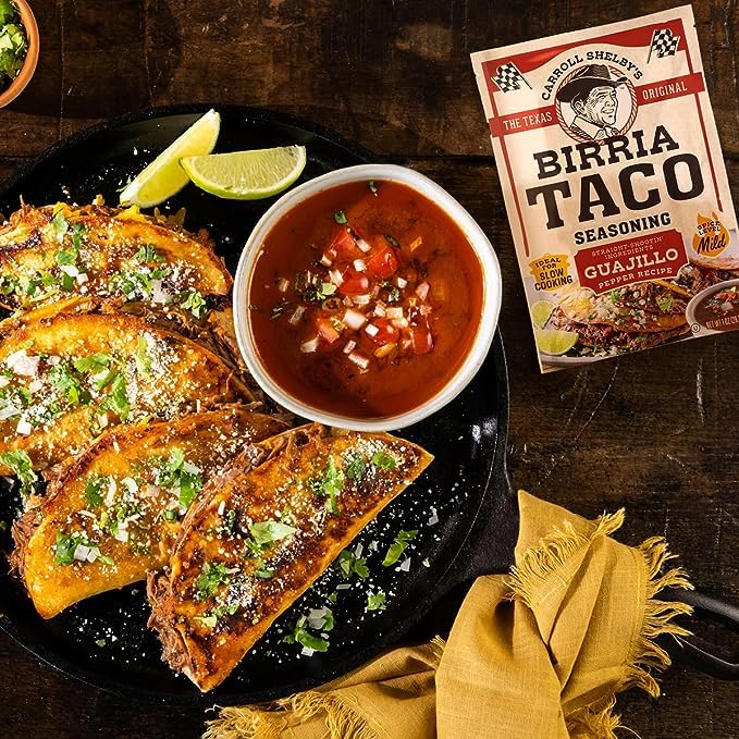 Carroll Shelby'S Original Texas Brand Authentic Birria Taco Seasoning - Savory And Spicy Flavors For Tacos And Meats (Pack Of 12