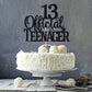 Black Glitter 13 Official Teenager Cake Topper, Cheers To 13 Years Decor, 13Th Birthday Party Decorations