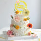 32 Pcs Gold Happy Birthday Cake Toppers Flower Acrylic Gold Birthday Cake Topper Cake Pick Decorations For Birthday Party Cake D