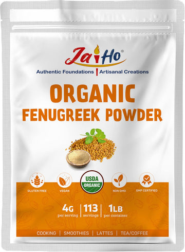 Jai Ho Certified Organic Fenugreek Powder - Gluten-Free, Vegan, Non-GMO - Resealable Zip Lock Pouch