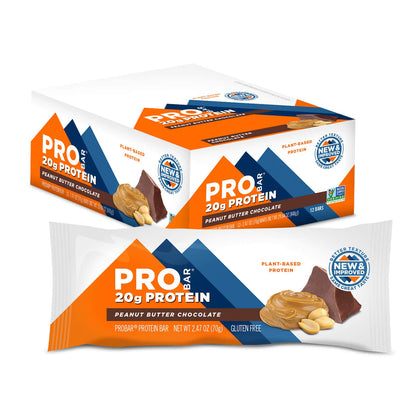 PROBAR - PROTEIN Bar, Peanut Butter Chocolate, Non-GMO, Gluten-Free, Healthy, Plant-Based Whole Food Ingredients, Natural Energy