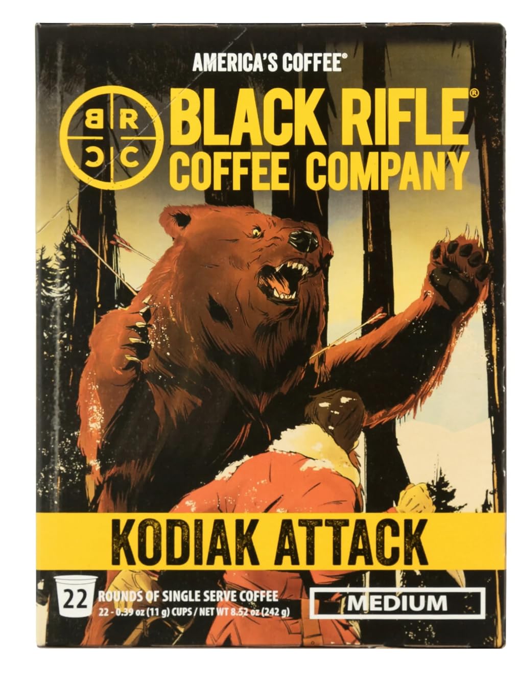 Black Rifle Coffee Company Single Serve Coffee Pods, Kodiac Attack, Medium Roast, 22 Count