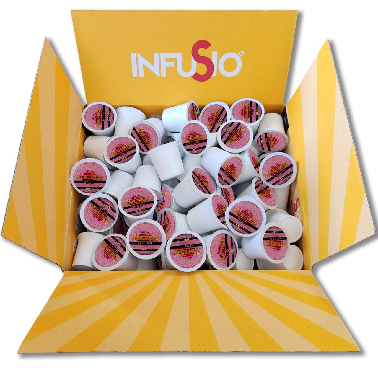 InfuSio Hazelnut Flavored Coffee Pods for Keurig K Cup, 96 Count, Single Serve, Compatible with 2.0 malt-inspired