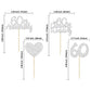 Gyufise 24Pcs 60Th Wedding Anniversary Cupcake Toppers Silver Glitter 60Th Diamond Wedding Anniversary Heart Cake Decoration For